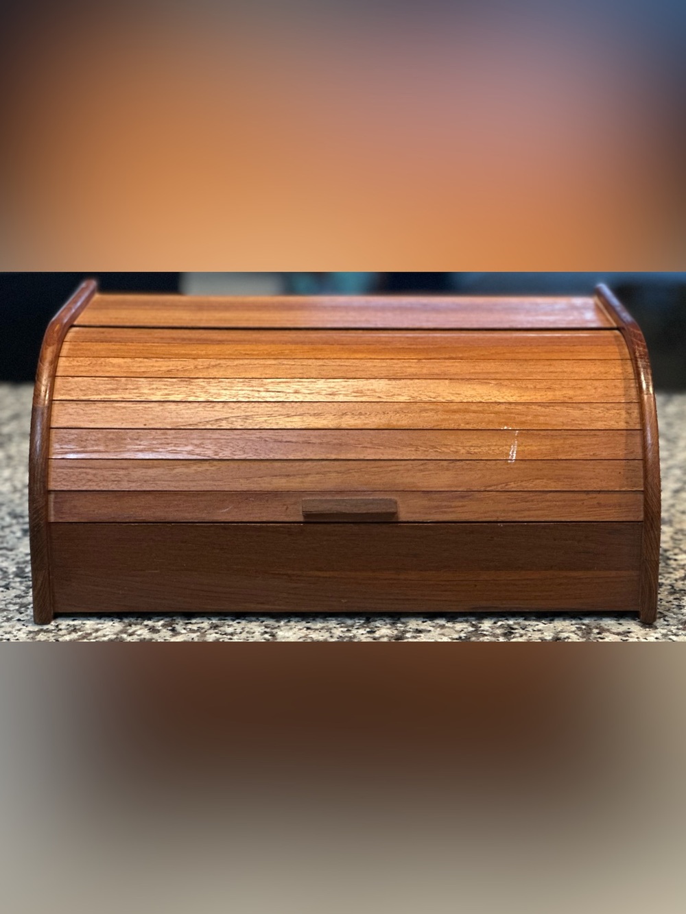 Teak wooden Roll-Top Bread Box